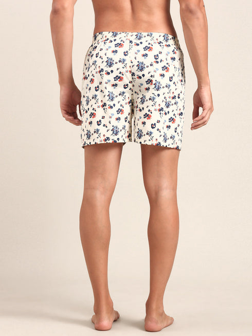 Off-White & Blue Printed Cotton Boxer